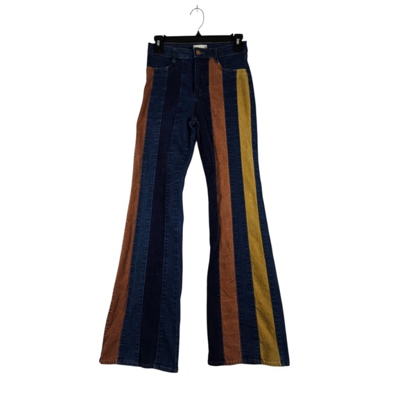 Altar'd State Denim - Altar'd State Patchwork Jeans Womens 28 Blue Brown High Rise Flare Leg Boho